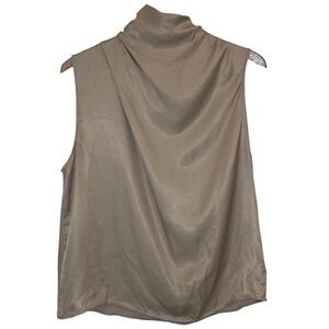 Zara Sleeveless Viscose Top Neutral Drapey Minimalist Blouse NWT Size L